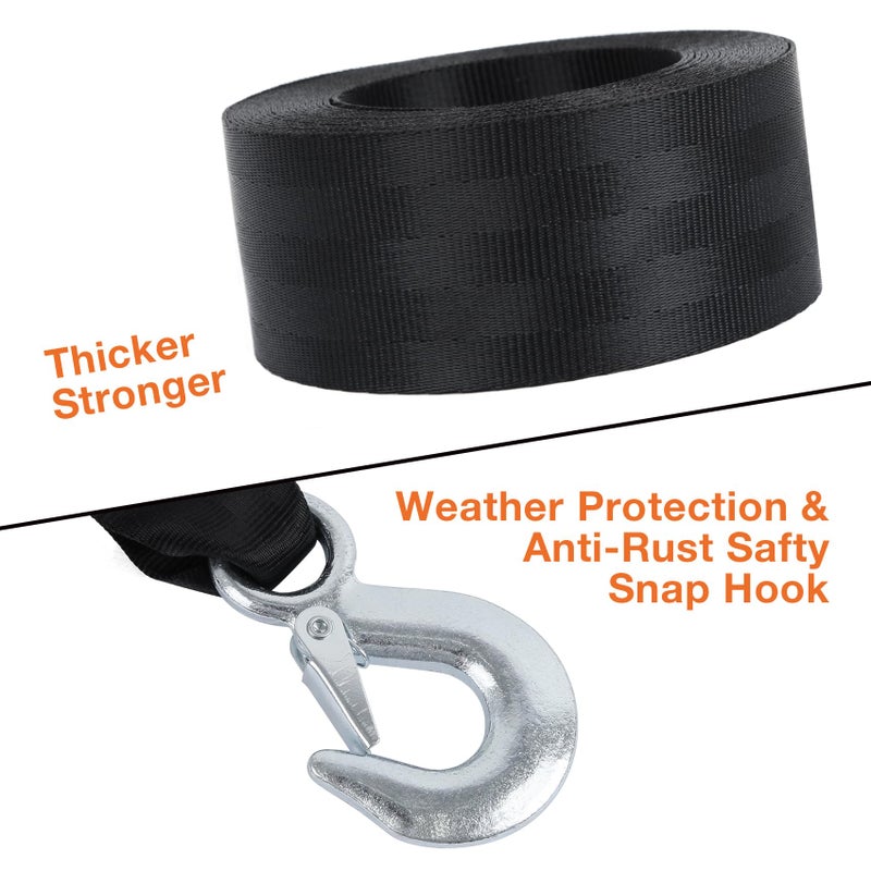 sumpluct Boat Winch Strap with Safety Snap Hook 2 "" x 20 Ft for Pontoon/Bass/Fishing Boat Straps Trailer 10000 lbs Tow Ropes for Towing Vehicles  ATV Jet Ski Powerboats Canoe Kakak Wave Runner Accessories - Image 3